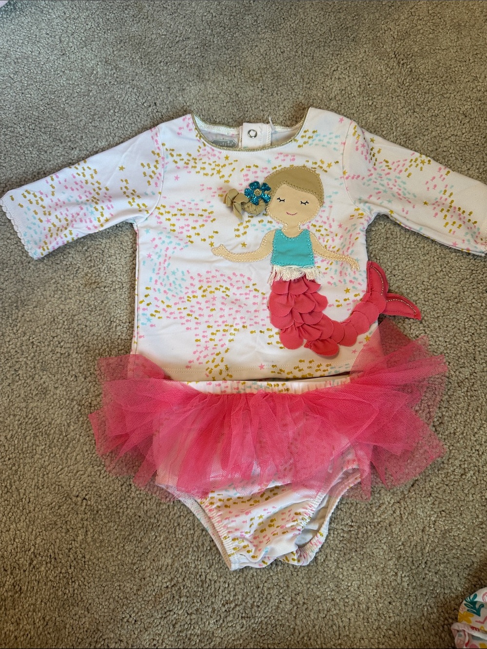 Mud Pie Pink, Gold and Teal Infant Romper